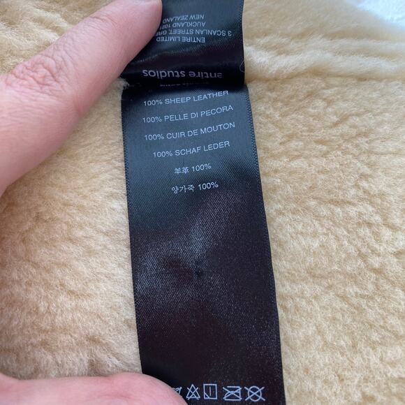 ENTIRE STUDIO LAMB LEATHER SHEARLING CORRETTO BOMBER JACKET BROWN SMALL NWT - Picture 14 of 15